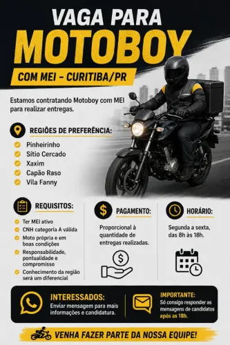 Vaga para Motoboy