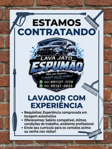 ESTAMOS CONTRATANDO LAVADOR C EXPERIÊNCIA