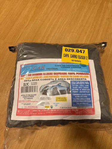     Capa Automotiva Impermeável Cinza SUV/Universal - Nova, Proteção UV