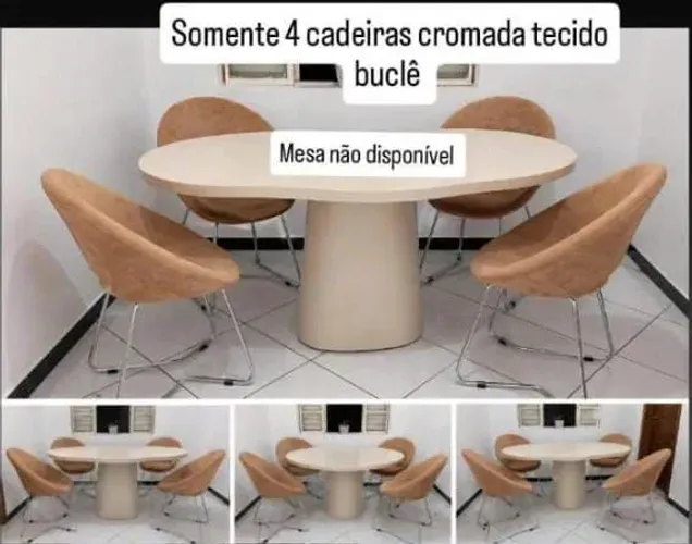 Conjunto com 4 cadeiras modernas conchas tecido bucle - otimo estado