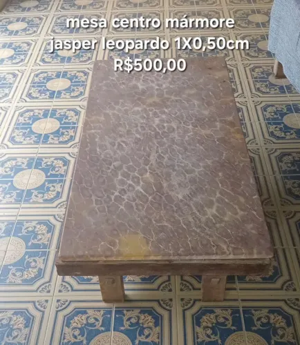 Mesa centro ou canto mármore jasper leopardo 
