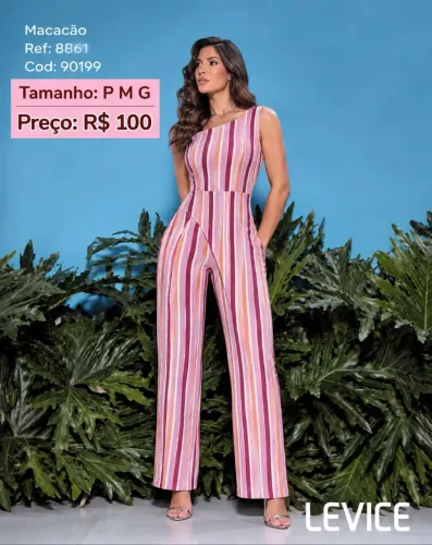 Macacão estampado de listras novo tamanho P M G