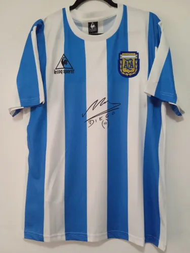 Camisa Argentina Campeã Copa Mundo 1986 #10 Maradona Autografada Certificada