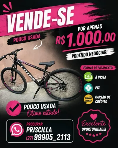 Bicicleta Lotus  Aro 29 - Preto com Rosa - Praticamente Nova
