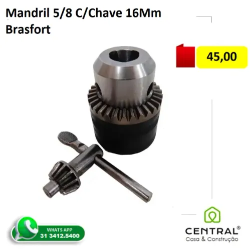 Mandril 5/8 Pol. 16 Mm Com Chave P/ Aperto