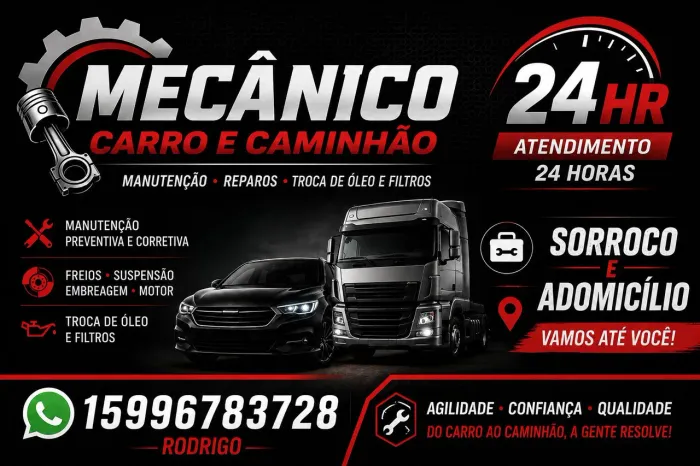 Mecânico atendente sorroco e adomicilio