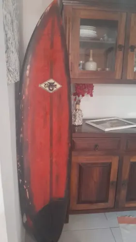 Prancha de Surf Decorativa Vintage Electra Fibra de Vidro Longarina Madeira