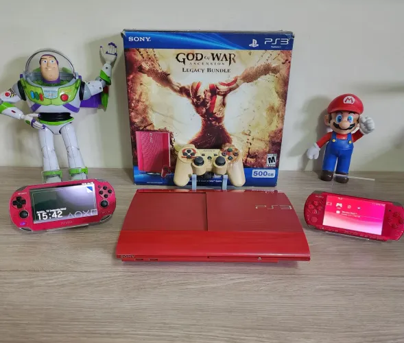 Playstation 3 Ps Vita e PSP Vermelhos Impecáveis Colecionador