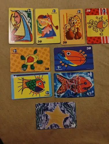 Cartões telefônicos Telemar série Arte de Carlos Bezerra lote com 9 cartões
