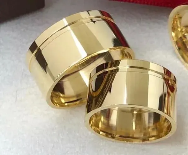 Alianças moeda antiga cor do ouro 18k e garantia permanente 