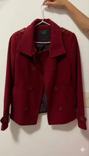 casaco vermelho botões duplos - m