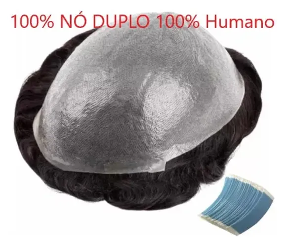 INSTALADA 847,00 Prótese Capilar Masculina Micropele 100% NÓ DUPLO cabelo Humano Importada
