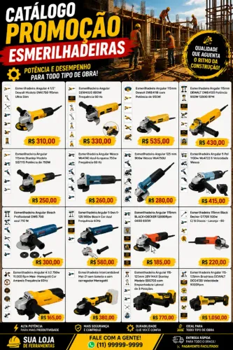 Promoção Esmerilhadeira Dewalt Bosch Wesco Sranley Balck Decker