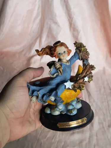 anjinho prosperidade anjo Antigo Antiquário vintage Santini bibelô decoração estrela lua