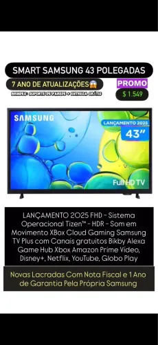 SMART TV SAMSUNG LANÇAMENTO 43 POL