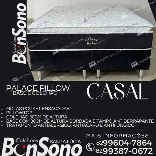 Cama casal molas pocket ensacadas pillowtop base e colchão 