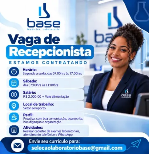 Vaga recepcionista (homem/mulher)