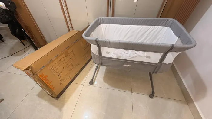 Berço portátil col-bed link cinza mescla - voyage