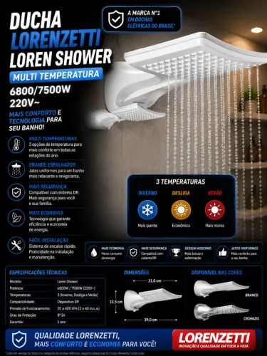 DUCHA LORENZETTI LOREN SHOWER MULTI TEMPERATURA 6800