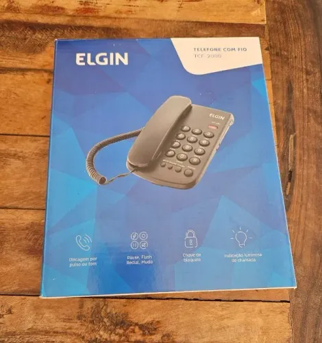 Telefone com Fio e Chave de Bloqueio ELGIN TCF 2000 Preto Na caixa sem uso envio OLX