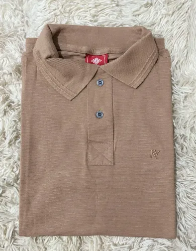 Camisa Polo Texturizada Bege 