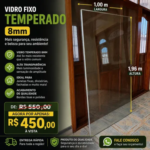 Vendo parte fixa da porta de vidro.