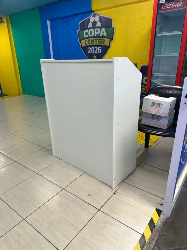 Balcão Caixa Recepção Atendimento MDF Branco 90cm