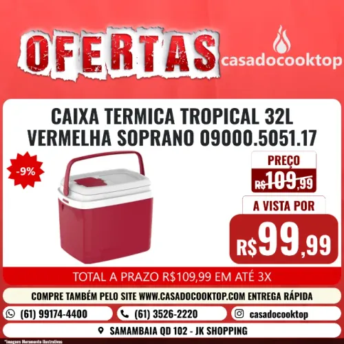 CAIXA TERMICA TROPICAL 32L VERMELHA SOPRANO 09000.5051.17
