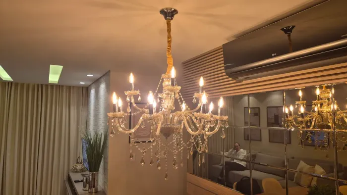 Lustre Cristal Candelabro para Sala de Jantar, Quarto e Hall com 12 Lâmpadas Led