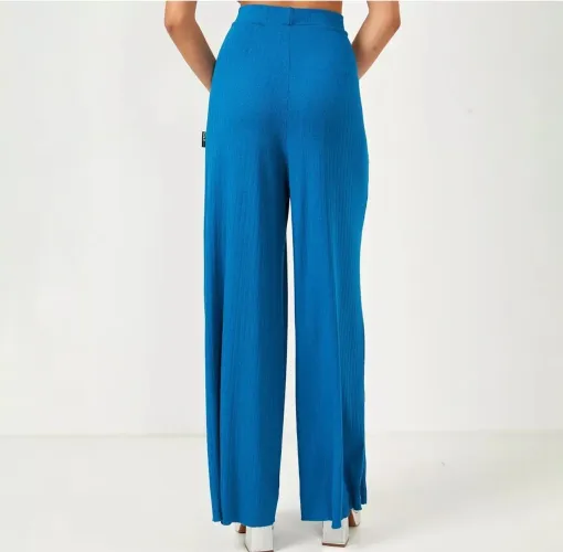 Calça Pantalona Canelada Azul - CLC