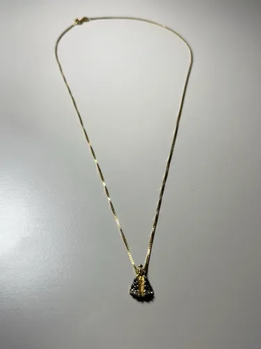 Corrente veneziana 40cm feminina ouro18K + pingente nossa senhora ouro18K