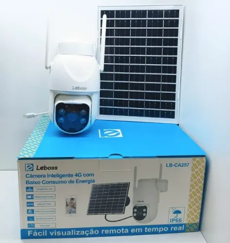 Câmera De Segurança Solar Leboss 5MP Wi-Fi Visão Noturna Colorida IP66 Externa