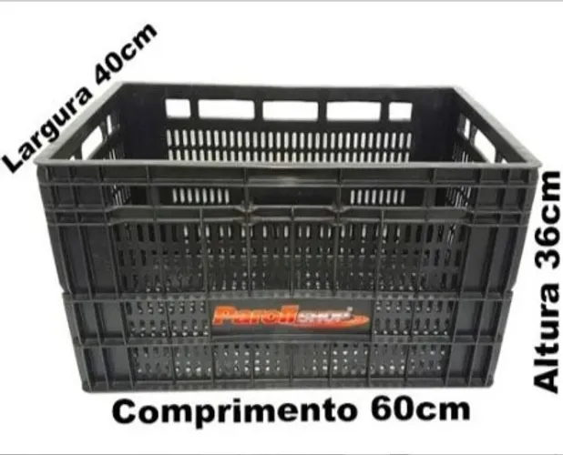 Caixa Plástica Agrícola Hortifruti 60x40x36cm 75l Preta