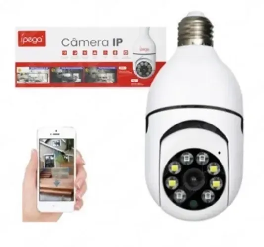 Câmera de Segurança Ip Wifi 360º Ipega KP-CA187 Tipo Lâmpada com Alta Resolução