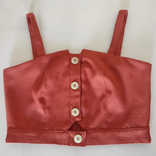 Top cropped de linho - cor terracota/ leia a descrição