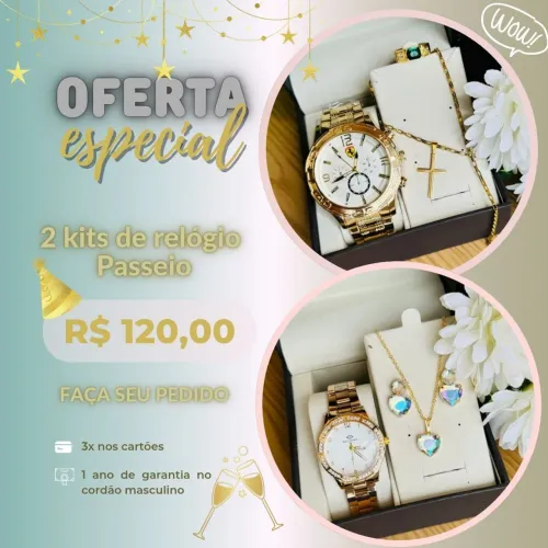 Oferta Especial: 2 Kits de Relógios de Luxo por R$120,00