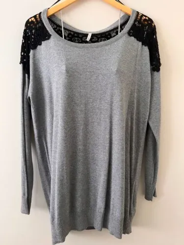 blusão tricot cinza tricot