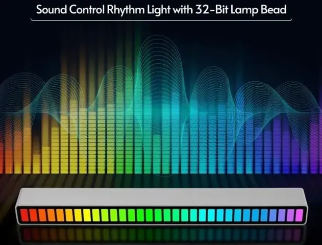 Rgb Sound Control Rhythm Lights 32 Led 18 Cores Áudio  Arduino Automação COD-AM526 