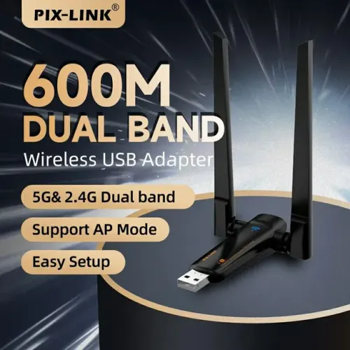 ANTENAS DE BANDA DUPLA PIX LINK UAC21 600Mbps USB SEM FIO DONGLE WI-FI