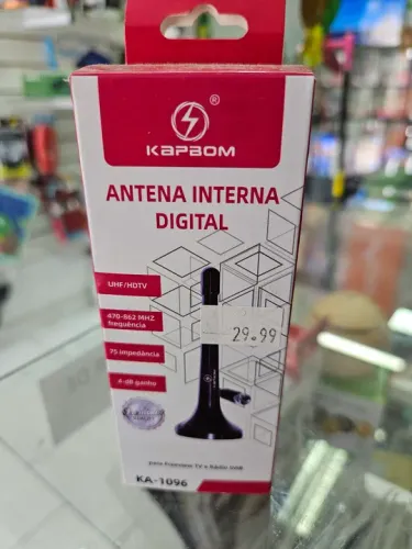 Antena Interna Digital para TV e Rádio cabo 3m - KAPBOM KA-1096