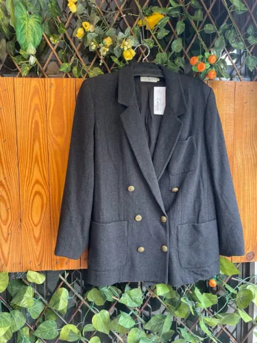 Blazer de lã batida preto