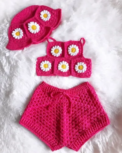 Conjunto de Crochê Infantil Menina