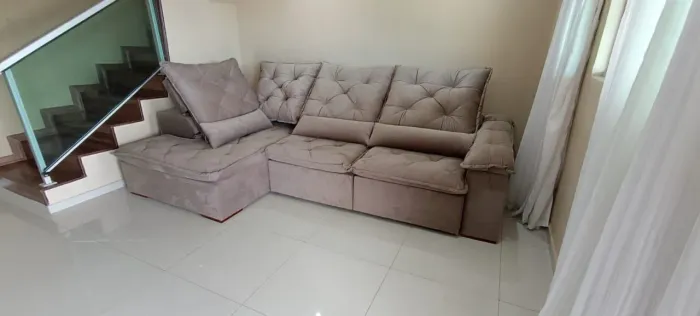 Sofá de Canto retrátil de Luxo em Suede Bege