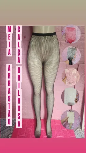Meia calça arrastão brilhosa adulto