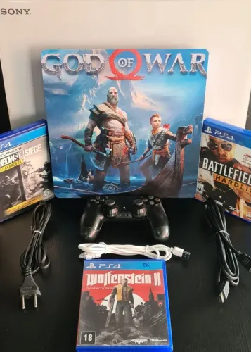 PS4 SLIM 1TB + SKIN  (SEMI-NOVO) C/ GARANTIA TOTAL DE 3 MESES_SOMOS LOJA EM CAXIAS 