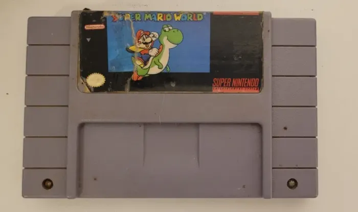 Cartucho Super Mario World SNES Original (Salvando)