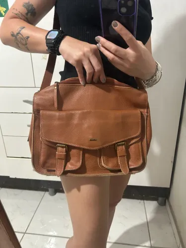 Bolsa caramelo couro legítimo via Mia 