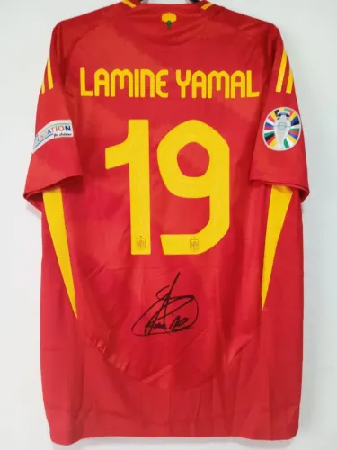 Camisa Espanha Final Euro 2024 #19 Yamal Jogo Autografada Certificada