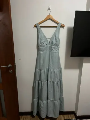 Vestido Longo Festa Azul Claro Chiclé