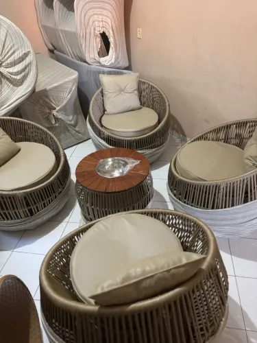 Conjunto de mine chaise em corda náutica 